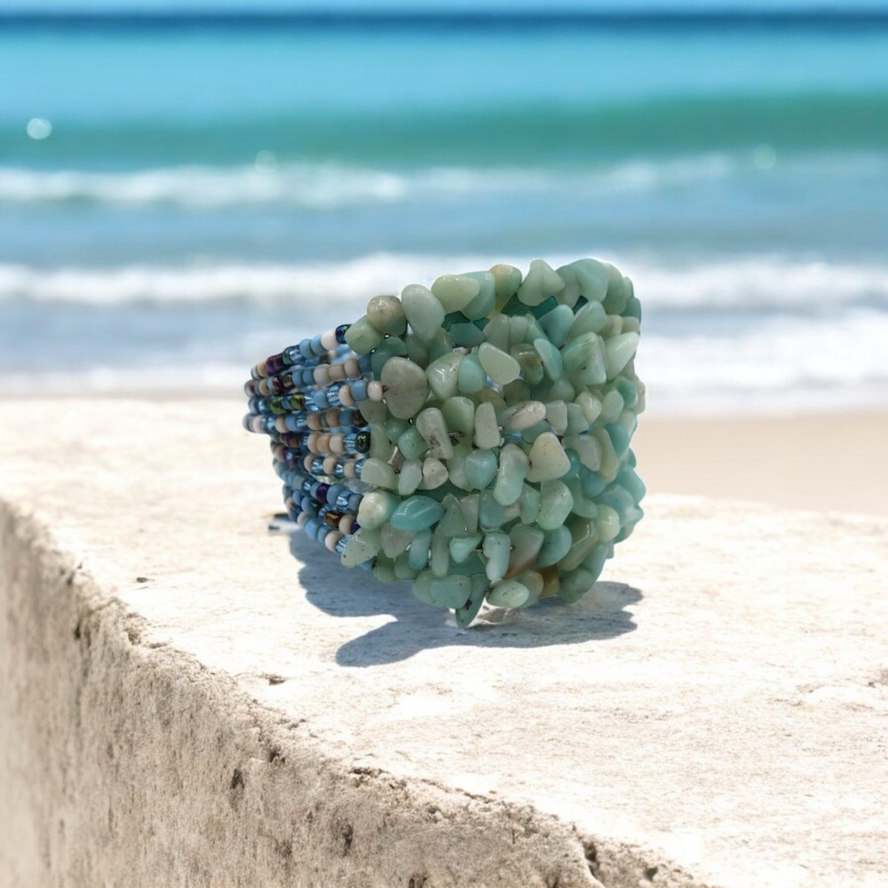 Artisan Amazonite Beaded Bangle